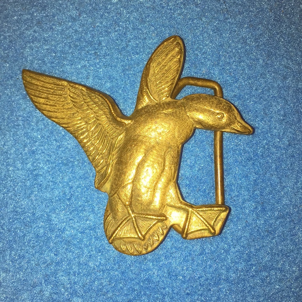 Vintage 1978 Baron Buckle Duck Brass Belt Buckle